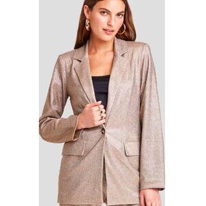 Wild Fable SZM  NWOT Glitter Neutral Color Longline Oversized Blazer party